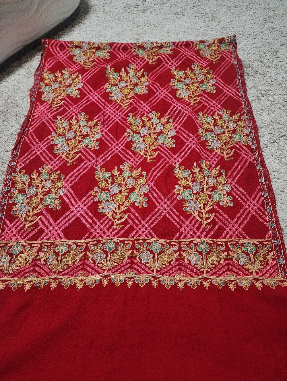 Traditional Ethnic Vintage Stylish Red Plaid Woolen Shawl/cape/wrap